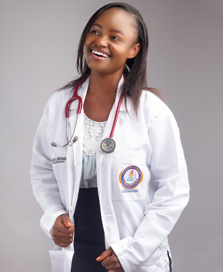 African female doctor in professional setting